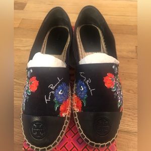 ToryBurch Navy Tea-rose/Navy Dot Espadrille